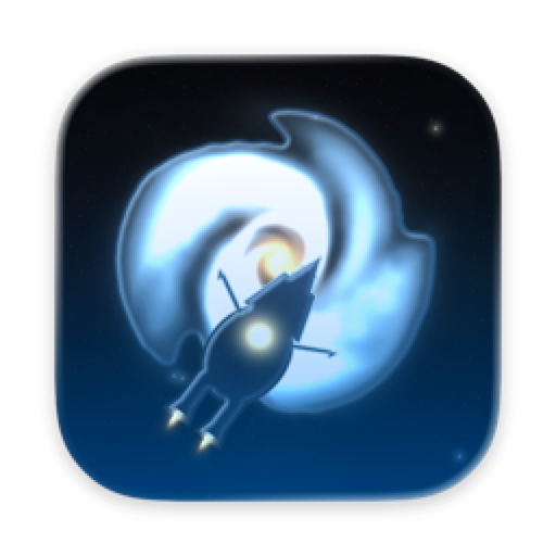 Kresling Passage app icon: a small ship against a glowing spiral galaxy